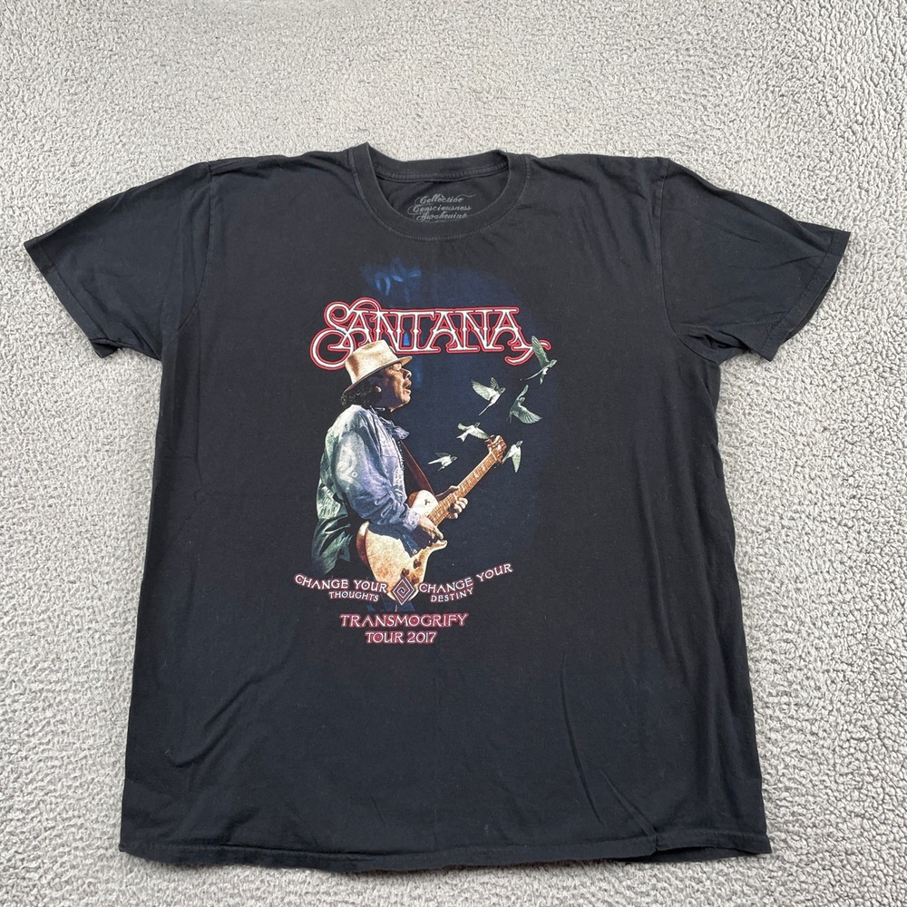 Santana T-Shirt Mens XL Black Transmogrify Tour 2017 Graphic Concert Rock Tee